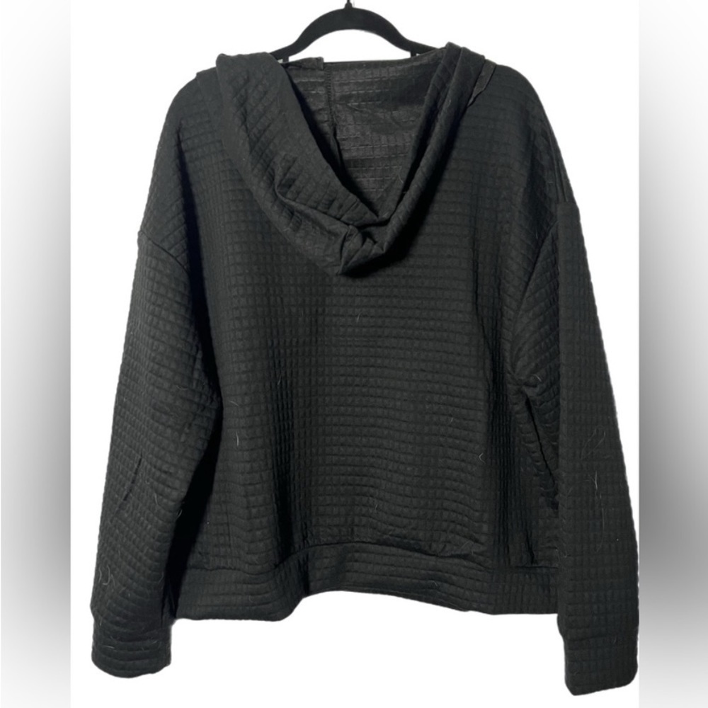 NWT Women's Plus Size
Solid Black Waffle Knit
Hoodie with Kangaroo
Pockets - Picture 2 of 6